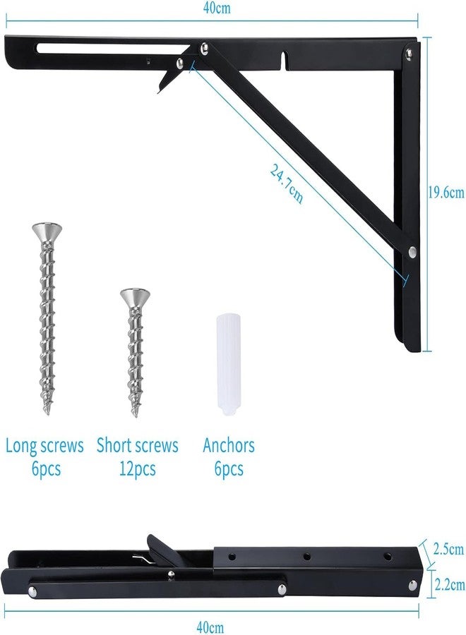Hovico Folding Shelf Brackets, Heavy Duty Shelf Brackets Collapsible L Shelf Brackets, DIY Wall Mounted Folding Table Hinge, Space Saving for Bench Table with Screws ((16 INCH-40CM)) - Image 2